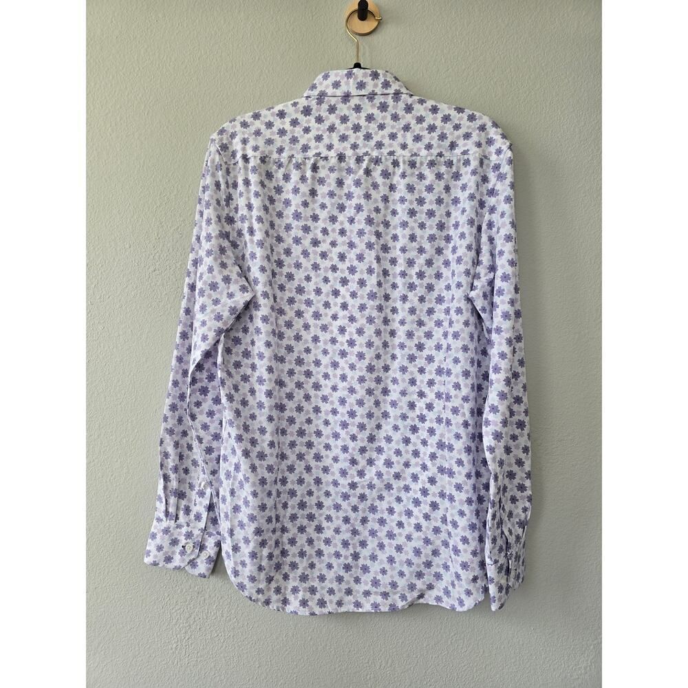Report Collection Floral Shirt Men M Purple Stretch Slim Fit NWOT Soft Statement - Picture 4 of 9